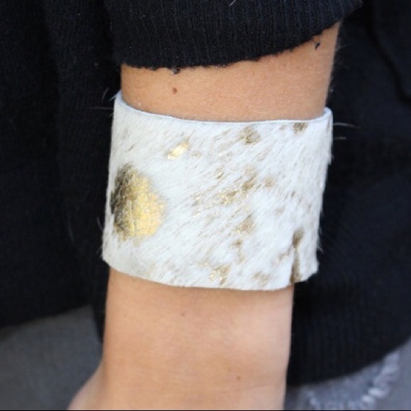 Boho Beads Accessories - Cow Hide Cuff - Jewelry, bracelet, silver
